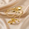 Vintage Elegant Gold Color Floral Arm Cuff Bangle for Women Trendy Adjustable Spiral Upper Arm Bracelet Summer Beach Jewelry