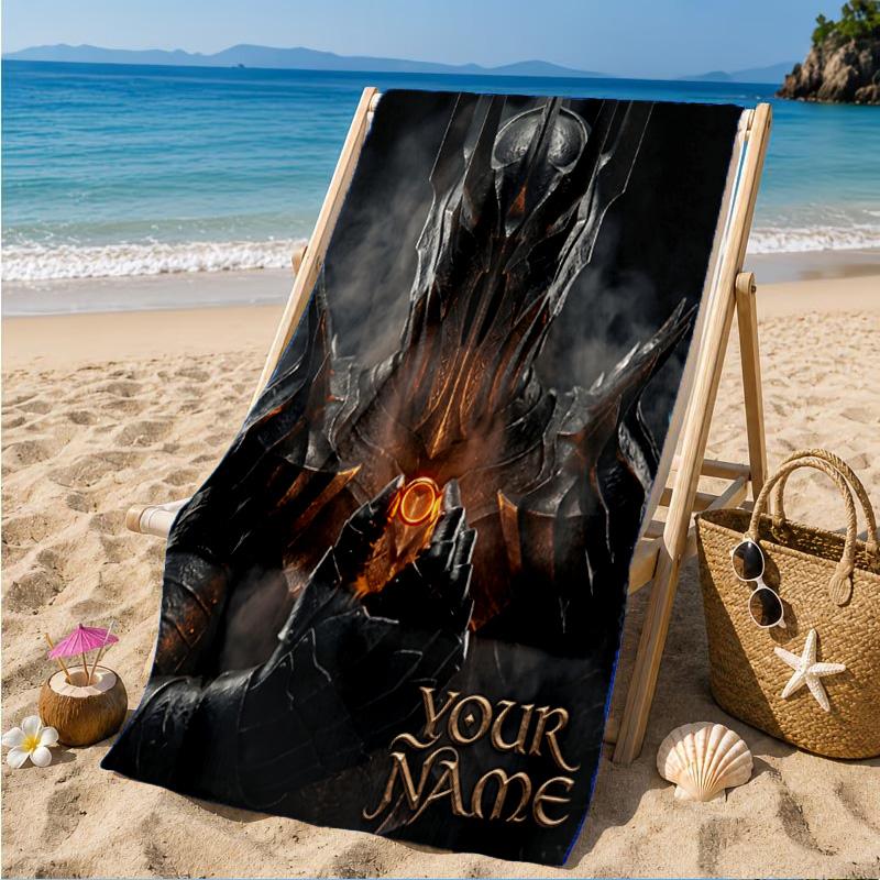 Custom Name Journey Through Middle-earth Personalized Microfiber Beach Towel, Quick-Dry, Ideal for Summer Travel, Beach Essential, Swimming
