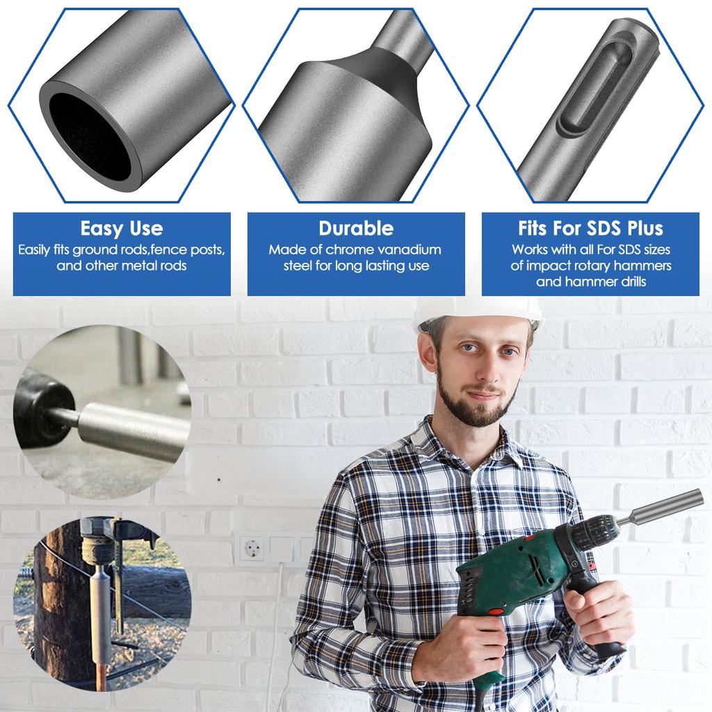 SDS Plus Заземлитель Стальной Сверхмощный Заземлитель Износостойкий Перфоратор Электроинструмент для 5/8 дюйма 3/4 дюйма