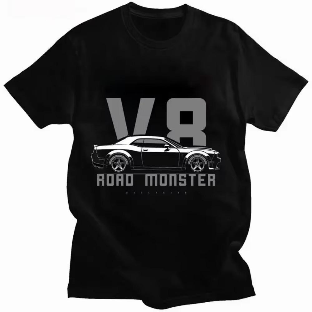 Vintage Road Devils Car T Shirt Men Summer New Arrival O-neck Industrial Style DIY Black T-shirts Leisure