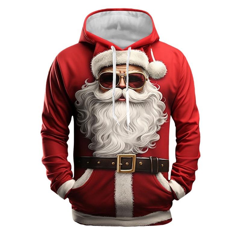 Christmas Hoodies Santa Claus 3D Print Hooded Sweatshirts Oversized Harajuku Pullover Tracksuit Coat Clothing