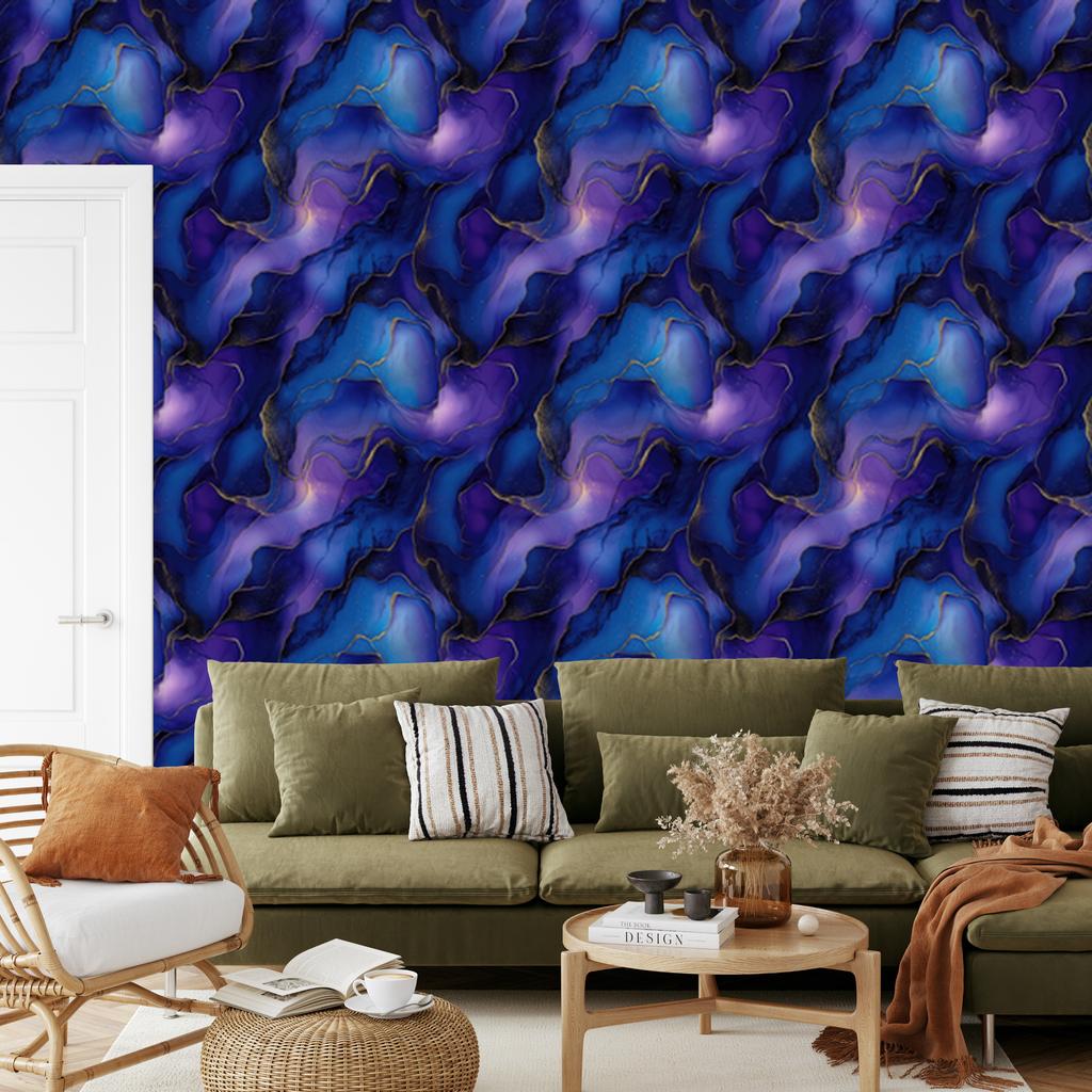 Wallpaper Ink blue, navy blue, purple and indigo 50x1000