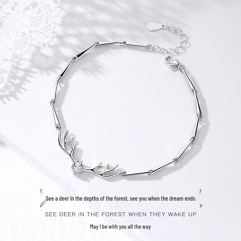 Набор из ожерелья из стерлингового серебра 925 пробы и серег-пусет в виде маленьких оленей – Рождественский/Подарок на день рождения для девочек