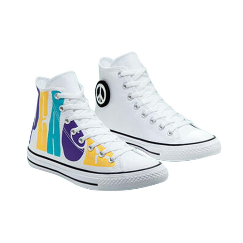 Converse Кеды Chuck Taylor All Star Модный Комфорт Высокие Холщовые Унисекс Белые, Синие и Желтые