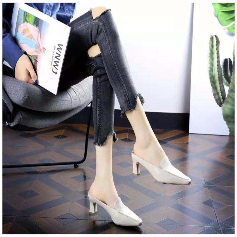 Уличная обувь для женщин, высокие сандалии с острым носком, женские тапочки, Vip, натуральная кожа, высокое качество, нормальный тренд 2024 года, повседневный