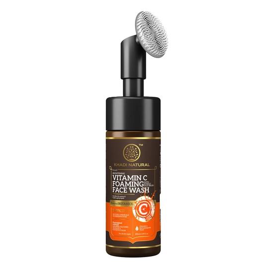 KHADI NATURAL Vitamin C Foaming Face Wash with In- Built Face Brush | Face Wash for Glowing Skin | Powered Botanics| 150 Ml
