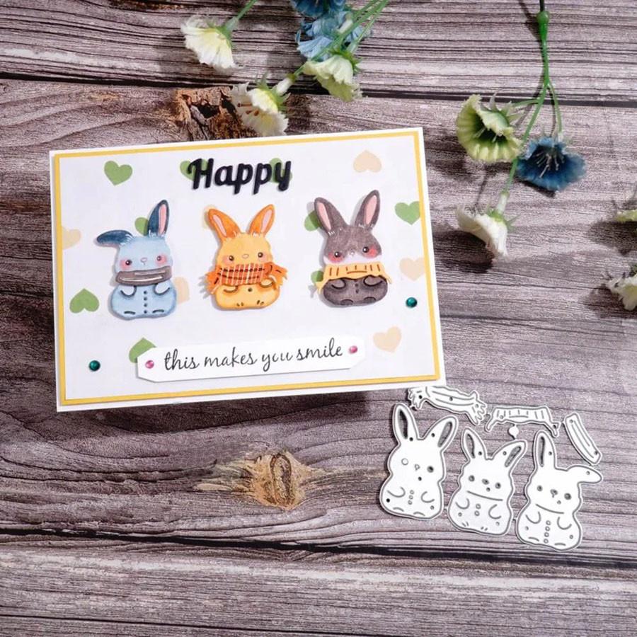 Easter 3pcs Bunny Metal Cutting Dies Stencil for DIY Scrapbooking Photo Album Embossing Paper Cards Crafts Diecuts