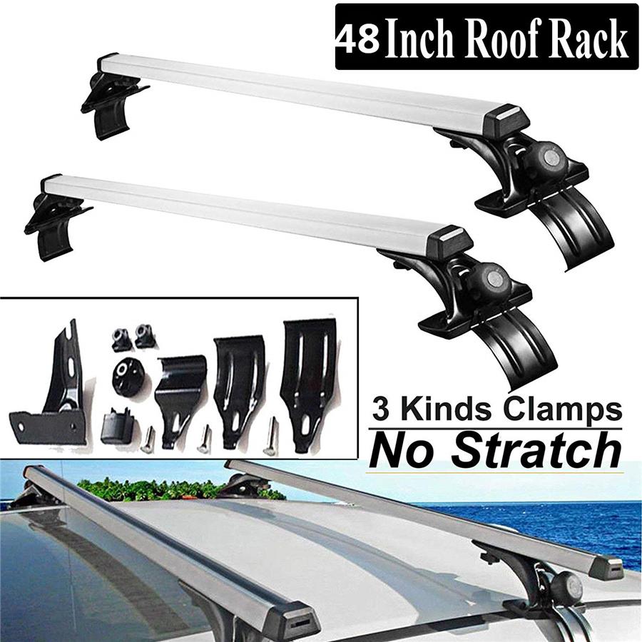 48" Универсальный багажник на крышу автомобиля Cross Tube Bar Cargo Luggage Carrier Rack Silver