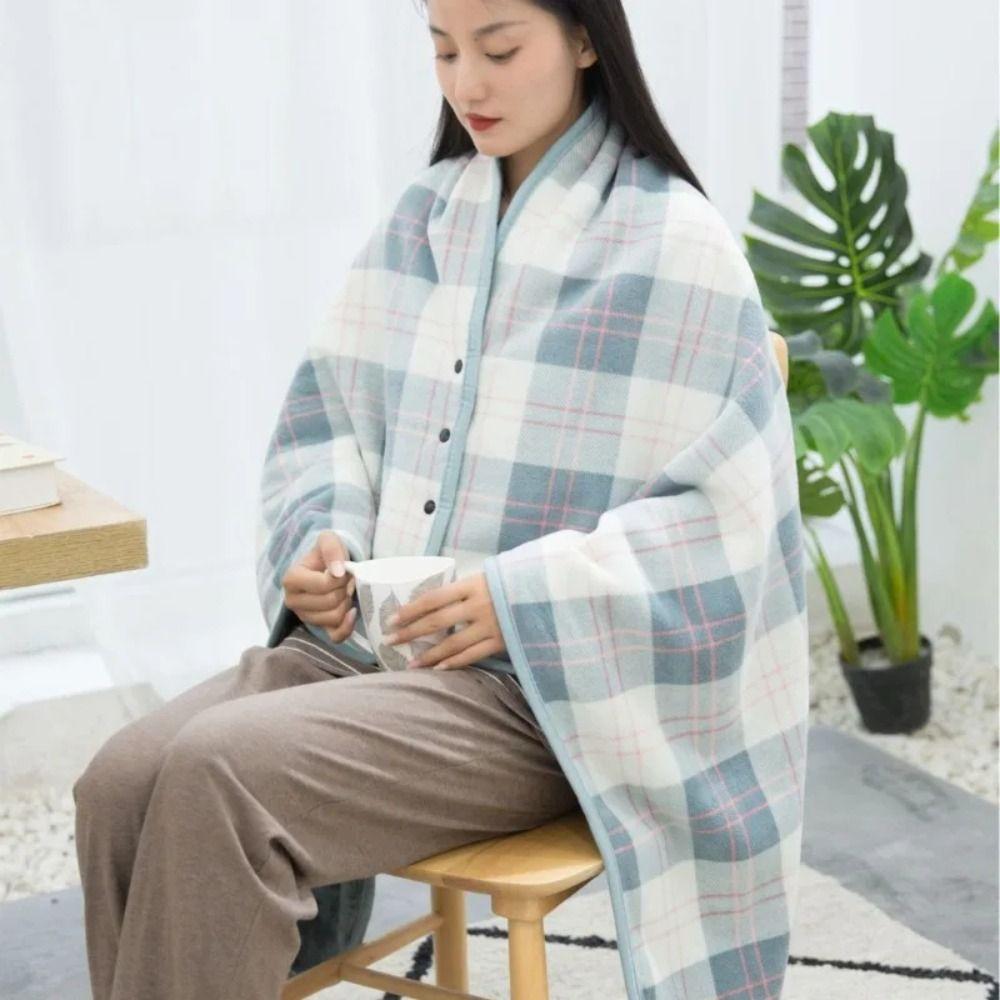 Thicken Wearable Blanket Plaid Thermal Blanket Multi-function Casual Office Blanket Winter