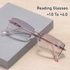 Женские очки для чтения Элегантная безободковая оправа с огранкой «бриллиант» Очки с защитой от синего света Очки по рецепту Диоптрии от +1.0 до +4.0