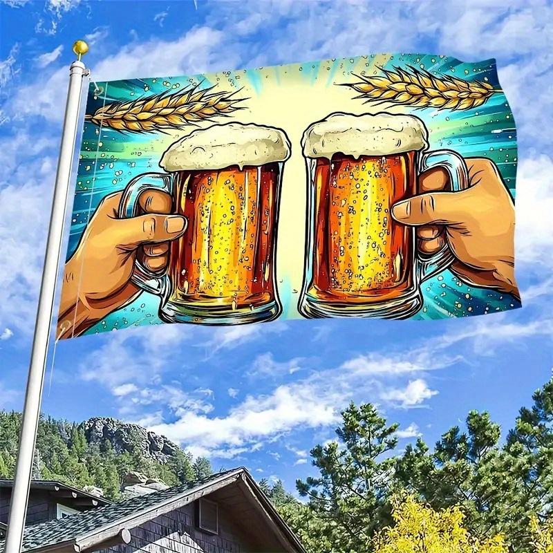 1pc Sci-Fi Beer Flag - Vibrant Galaxy & Beer Mug Design, 100% Polyester, No Electricity Needed, Perfect for Parties, Home, Garden, University Dorms, O