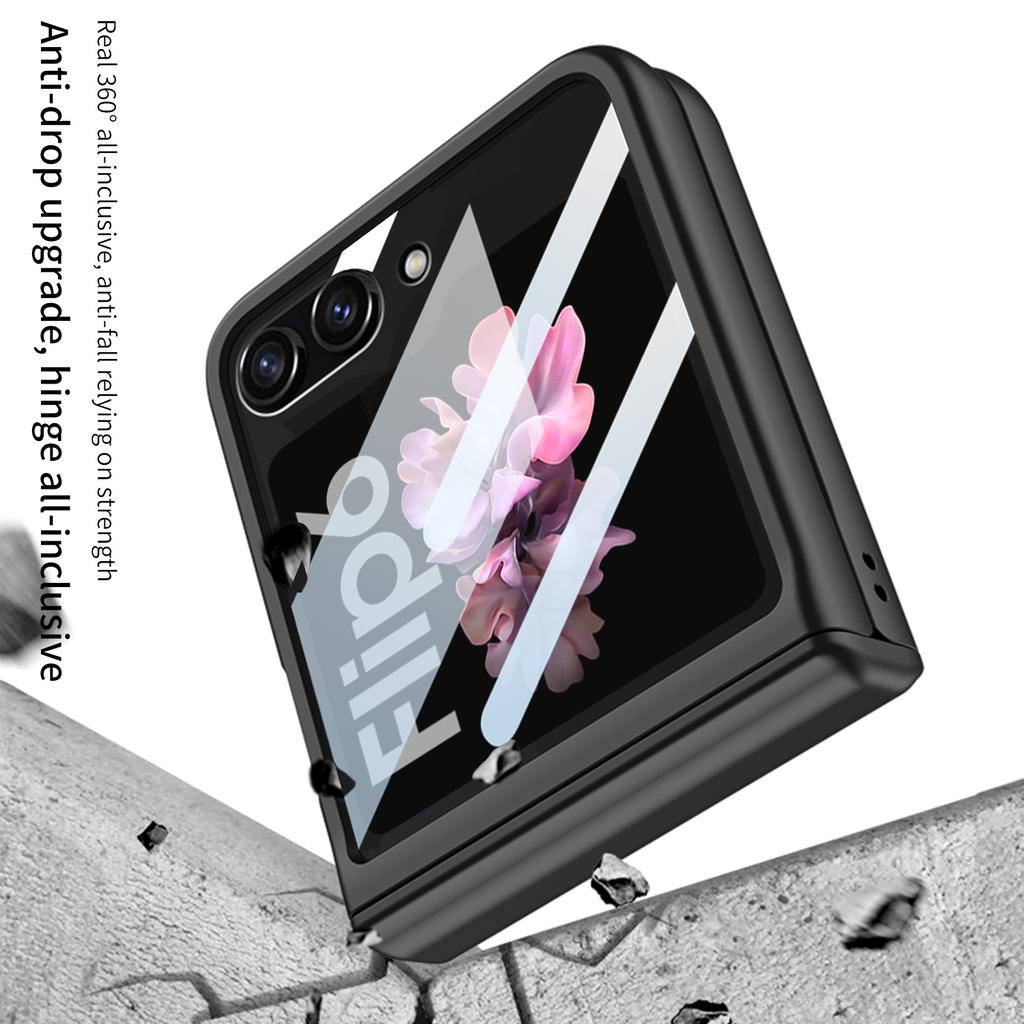 Жесткий чехол для телефона с магнитной защитой на шарнирах для Samsung Galaxy Z Flip 6 5 4, противоударный чехол с небольшой защитной пленкой для экрана