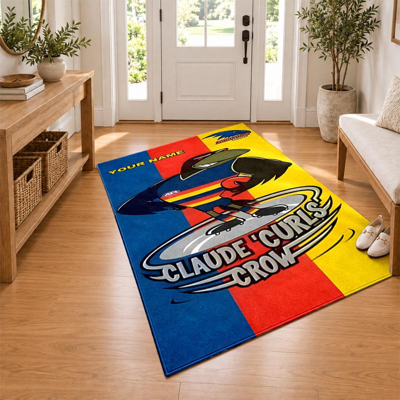 Adelaide Crows Custom Name Personalized Rug Non‑Slip Doormat Floor Carpet Housewarming Birthday Gift for Family Friends