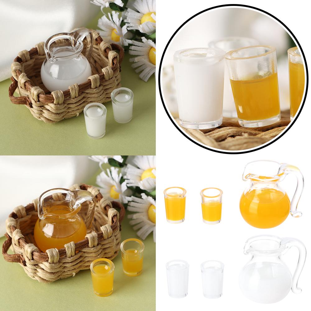 Игровой домик с лимонной водой, миниатюрные напитки, кувшин, чашка, кукольные аксессуары, модель для питья кофе и молока