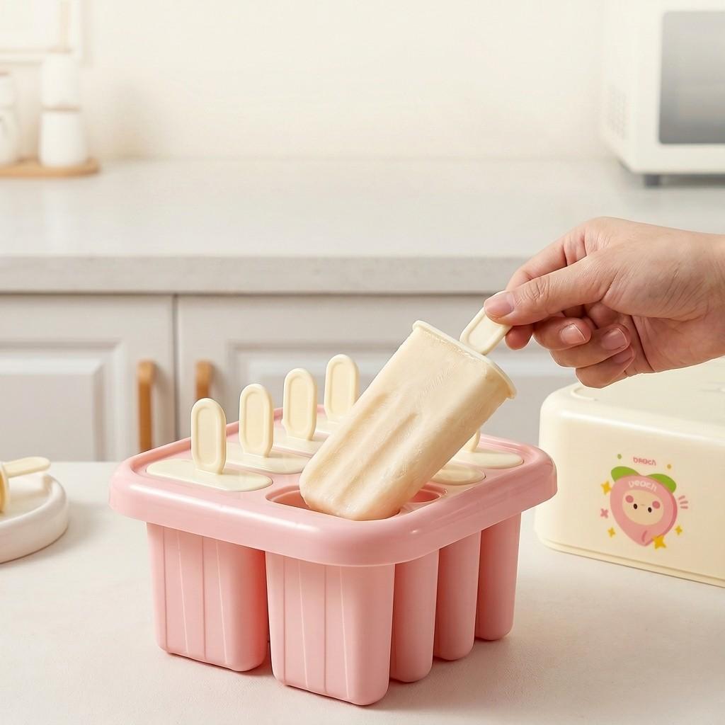 Пластиковые формы для эскимо 8 ячеек DIY Машина для приготовления фруктового льда с крышкой Многоразовые палочки Легко извлекаемая форма для мороженого Форма для льда для детей Кухня