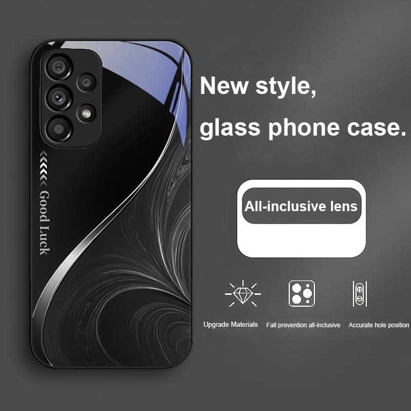 Черный чехол-накладка с текстурой для Samsung Galaxy Note 10 Plus S20 21 FE S23 Ultra S8 9 A70 72 73 50 51 52 53 Закаленное стекло