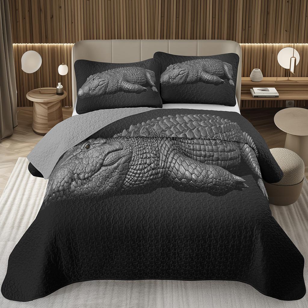Подростковый крокодиловый плед с узором аллигатора, стеганый комплект постельного белья размера фулл/квин с дикими животными для детей, мальчиков, девочек