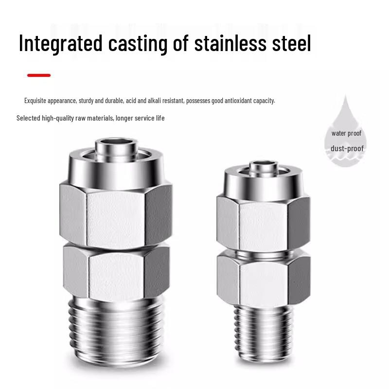 PC Stainless Steel Straight Quick-Connect Air Fitting