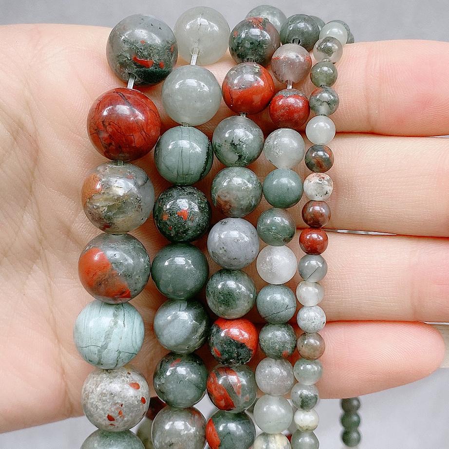 Натуральные африканские бусины из кровавого камня, круглые драгоценные камни, 15 дюймов, нить 4, 6, 8, 10, 12 мм, размер на выбор для изготовления ювелирных изделий