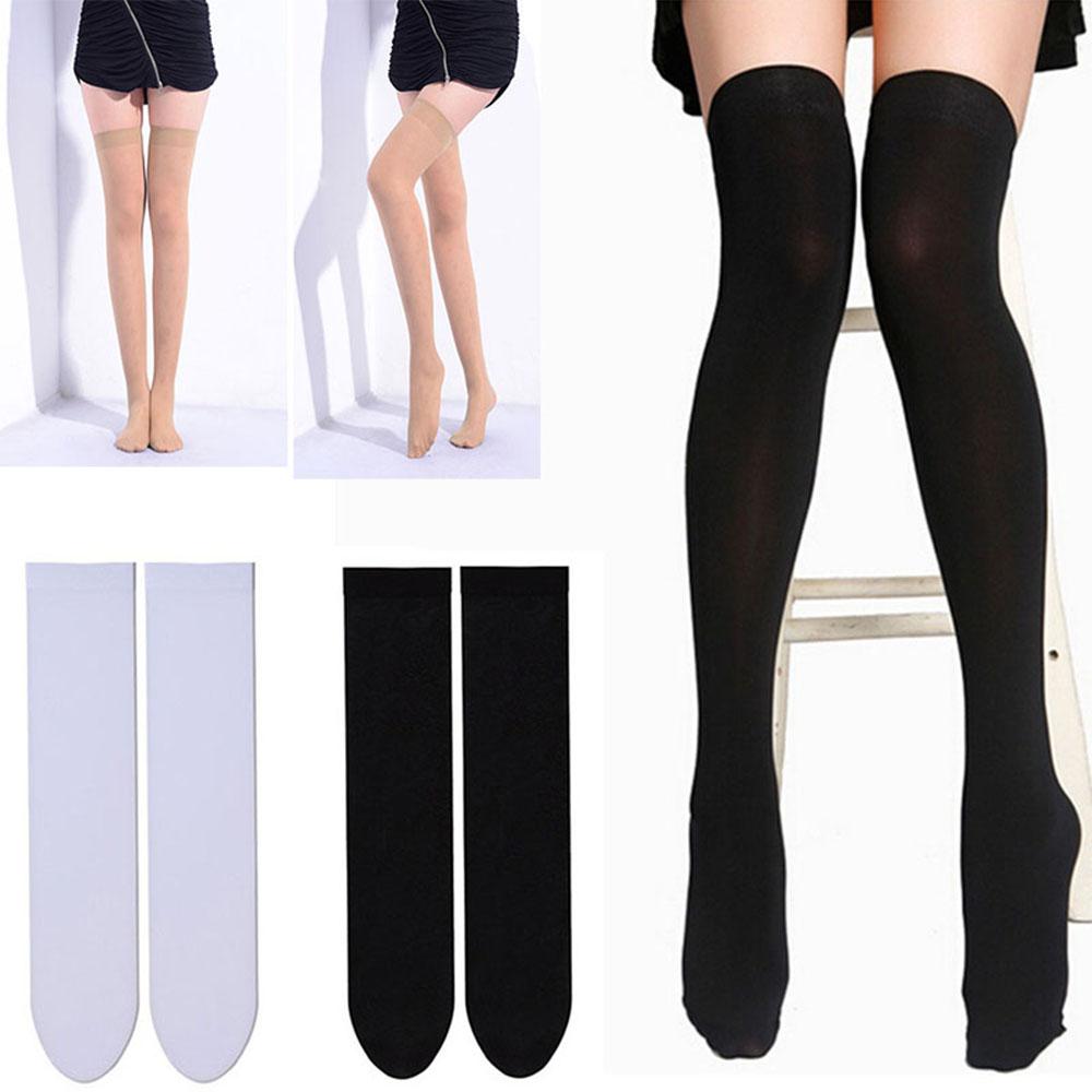 New Design Black White Skinny Stockings Over Knee Thigh High Long Cotton Stockings Sexy Stocking