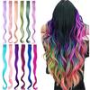 Colored Hair Extensions Rainbow Hair Synthetic Straight Hair Extensions For Women Girls Kids Gift Multi-Colors Party