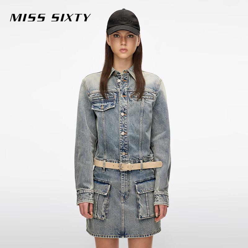 Miss Sixty Женское джинсовое мини-платье с заниженной талией и поясом
