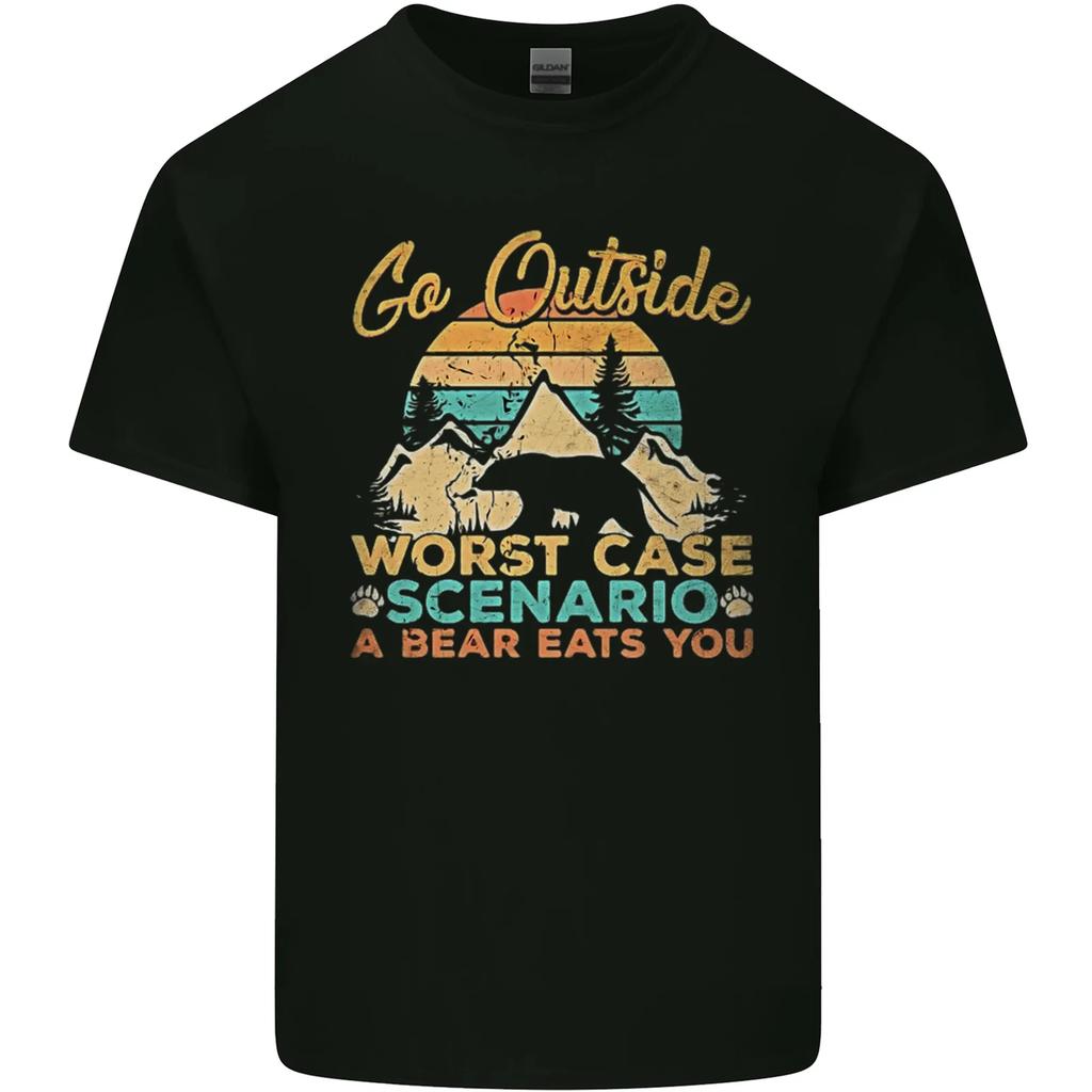 Go Outside Funny Camping Hiking Trekking Kids T-Shirt Childrens