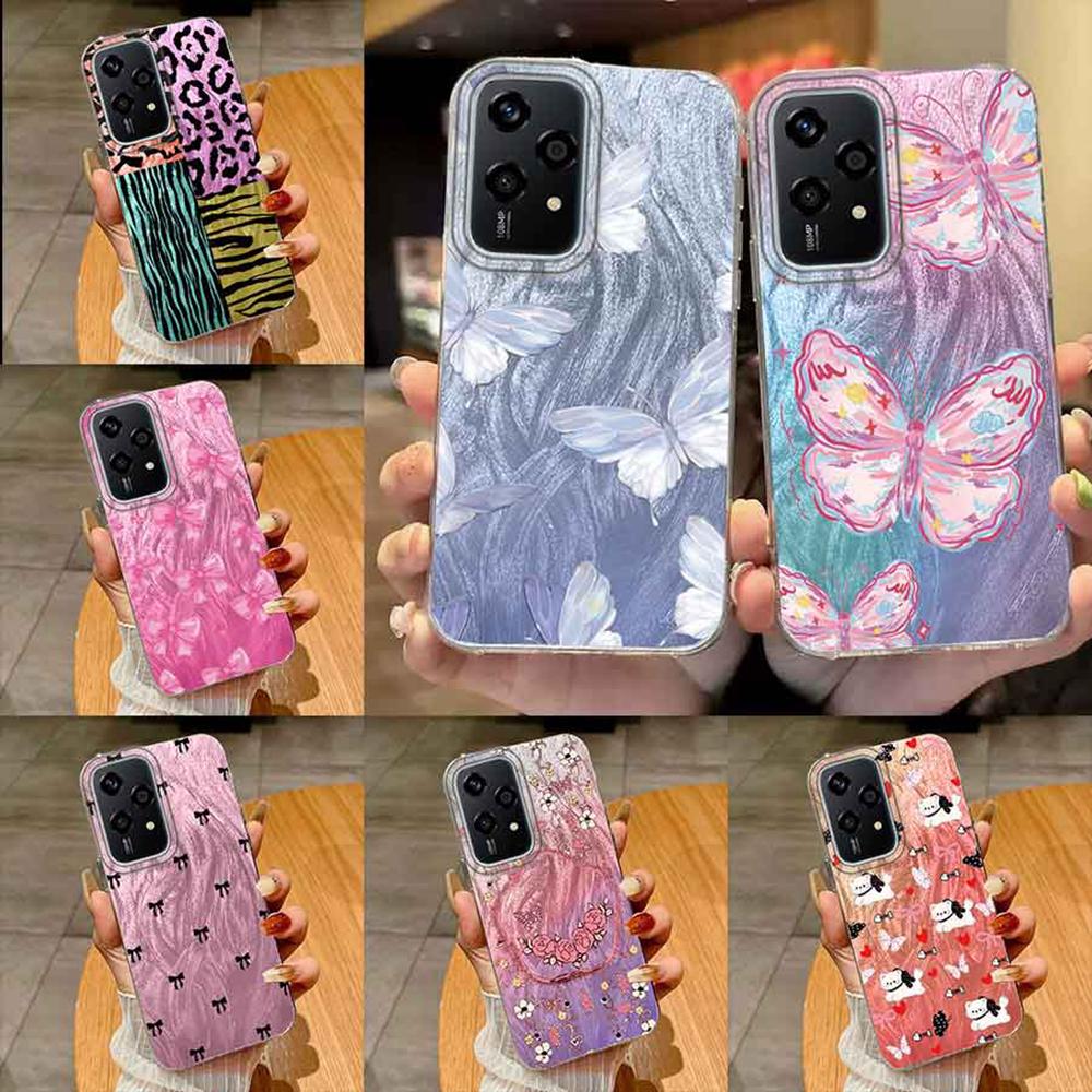 Чехол с цветной бабочкой и градиентом для Huawei Honor 400 200 Magic5 Lite 200 Pro X9a X9c X8a, чехлы для телефонов, мягкий силиконовый бампер, жесткая задняя крышка из ПК