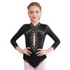 Детский купальник для девочек с цветными блоками, прозрачная сетка, блестящие стразы, гимнастический танцевальный боди, комбинезон