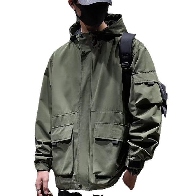 Мужская водонепроницаемая и ветрозащитная альпинистская куртка с капюшоном - Легкая, осенняя, однослойная, для повседневной носки на открытом воздухе