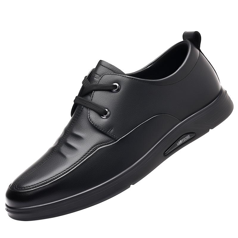 Классические повседневные кожаные туфли для автомобиля, мужские кожаные дышащие деловые туфли для костюма, универсальные, мягкая подошва, нескользящая, толстая подошва, папины туфли с одной педалью