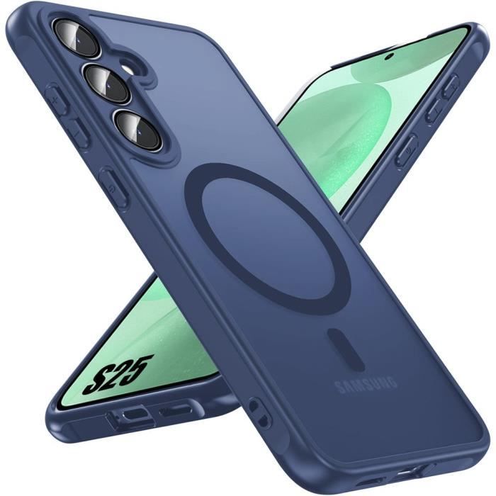 Case - BOOLING - for Samsung Galaxy S25 - Shockproof Protection - Magnetic Ring - Translucent Navy Blue