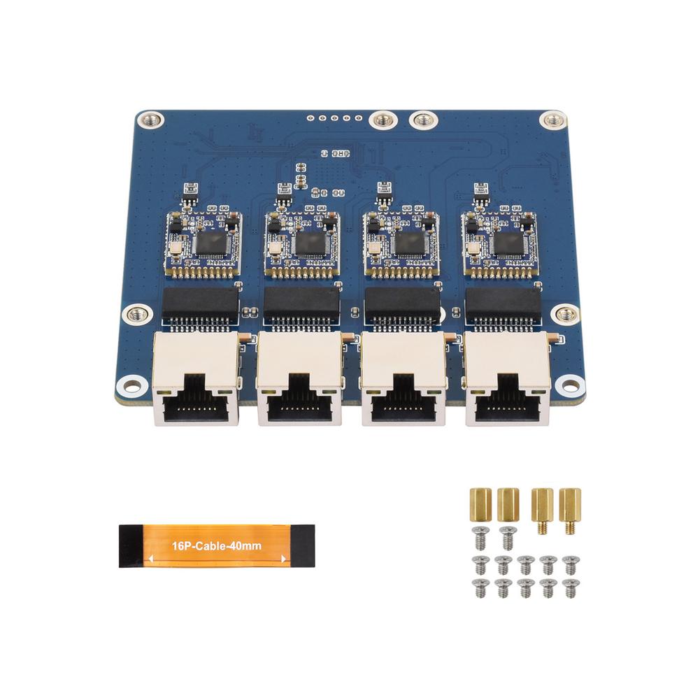 4-портовая Ethernet-адаптерная плата для RASPBERRY-Pi 5, 2,5G, высокоскоростная, без драйверов, сетевая интерфейсная карта, печатная плата 91,5 мм