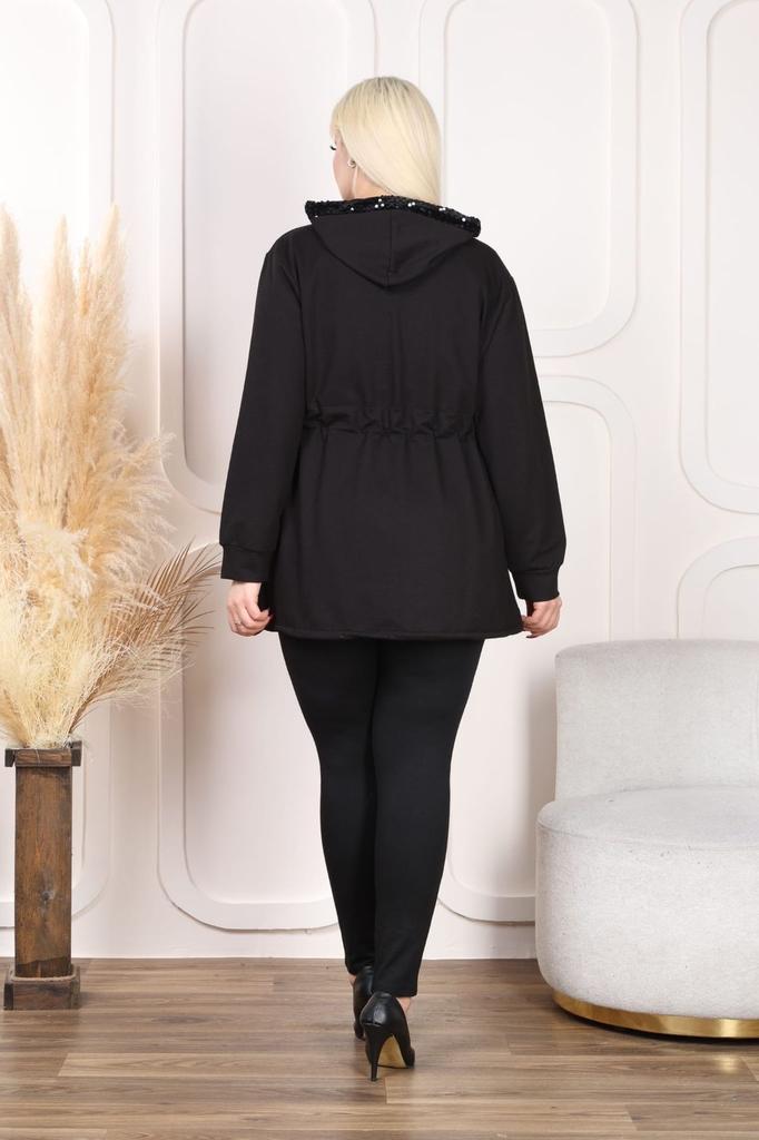 Женское платье большого размера, толстовка с капюшоном и блестками, на молнии и с двумя нитками