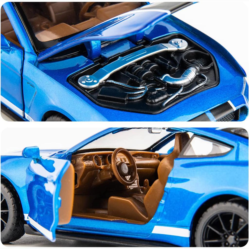 Масштаб 1/32 Shelby GT350, литая под давлением модель автомобиля, игрушечная машинка с откатным механизмом со звуком и светом для мальчиков и девочек, подарок