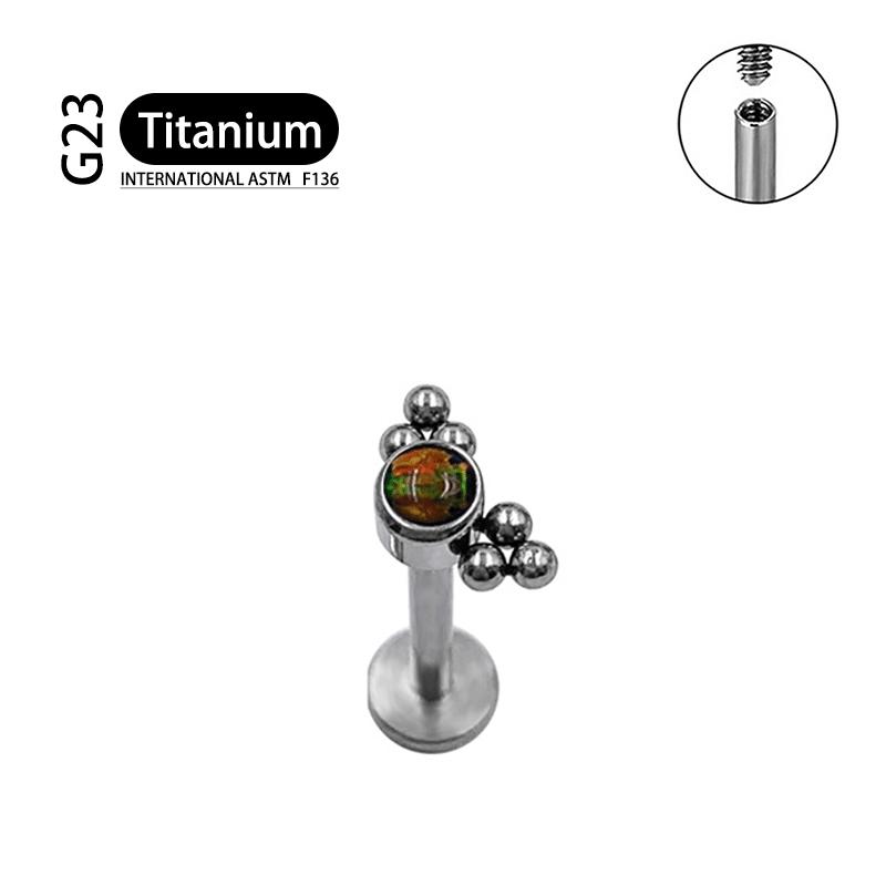 Титановые серьги-гвоздики G23 для ушей, хряща, с цирконом, опалом, агатом, лабрет, для губ, козелка, носа, для женщин, Рождественский подарок, пирсинг, ювелирные изделия