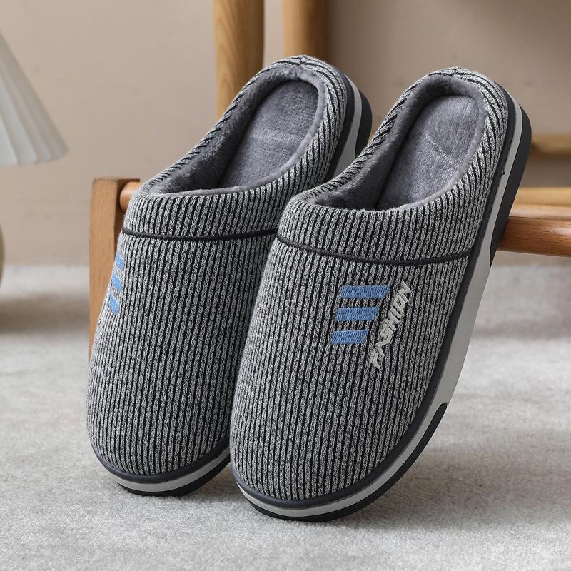 Winter Plus Cotton Slippers for Men's Home and Household Use, Anti Slip, Simple and Warm Cotton Slippers for Indoor Use