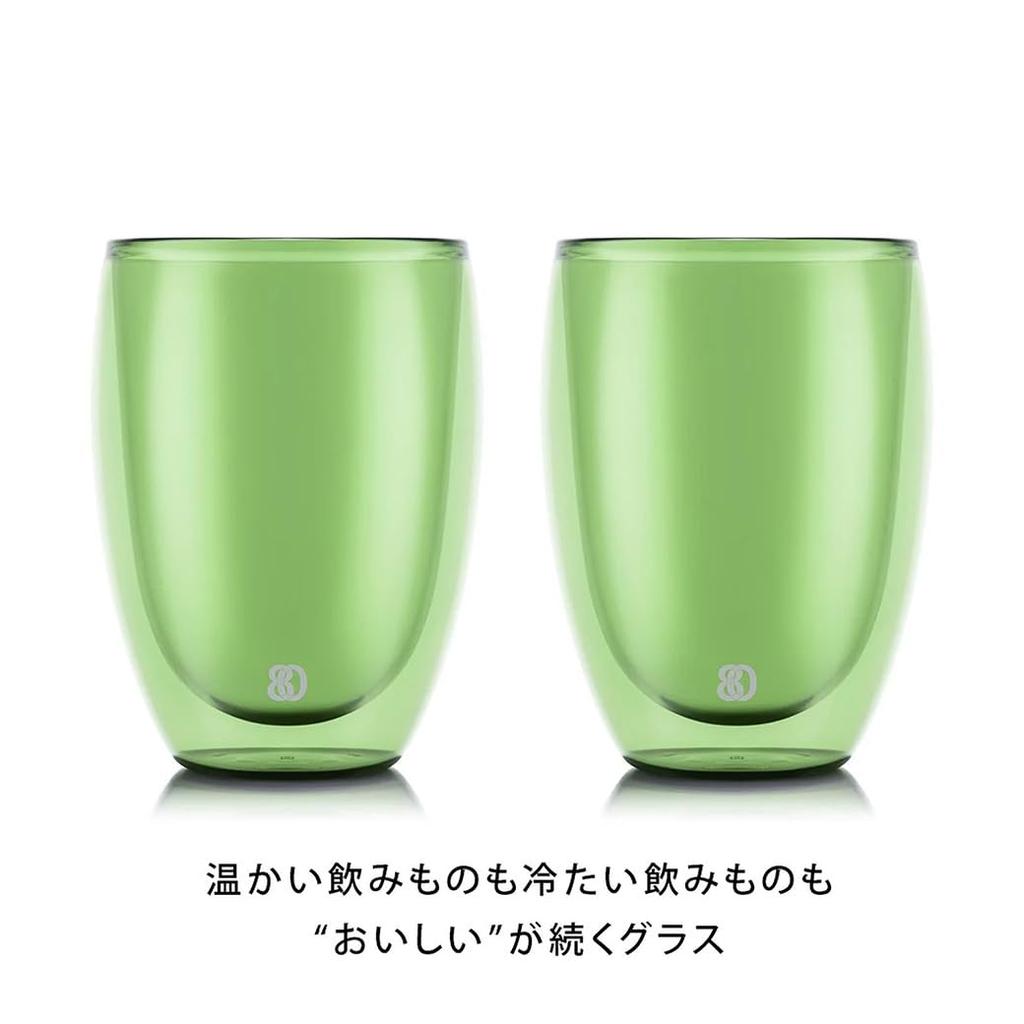 Bodum Стакан Тамблер PAVINA Pavina Стекло с двойными стенками 350 мл Зеленый Набор из 2 штук Удержание Двойные стенки Жаростойкое стекло Подходит для микроволновой печи Подходит для духовки