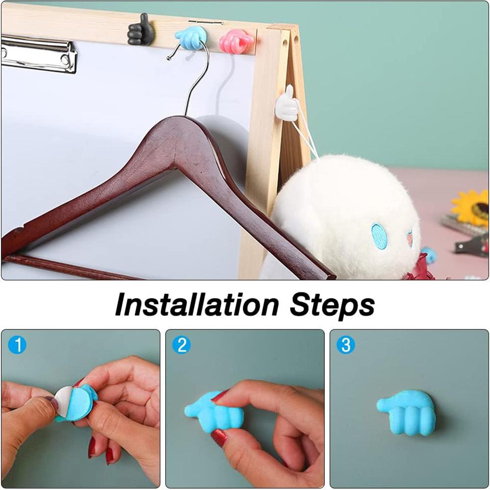 Крючки-большие пальцы Клейкие крючки для дома, офиса, стола, хранения кабелей для передачи данных, ключей 24 шт.