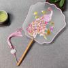 Clothing Acceessories Home Decoration With Tassel Long Handle Chinese Retro Style Embroidery Handheld Fan Pearl Edging