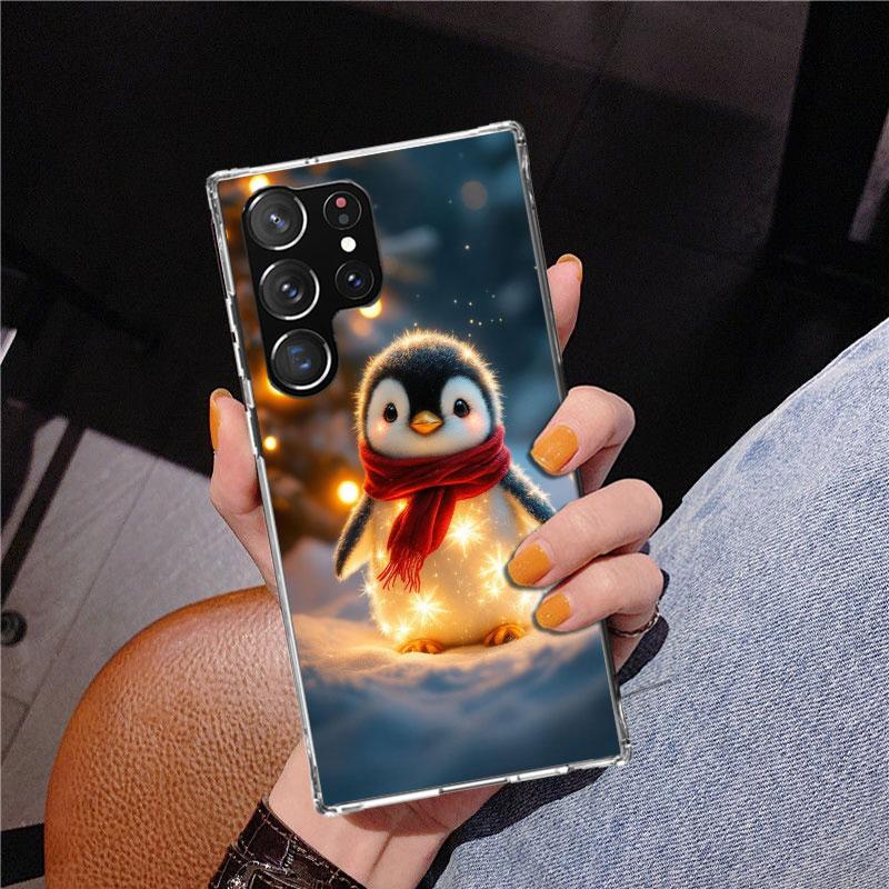 Рождественский чехол-пингвин для Samsung Galaxy S26 S25 Edge S23 S24 Ultra S22 Plus S21 S20 FE Уникальный чехол Мягкий чехол Galaxy S2