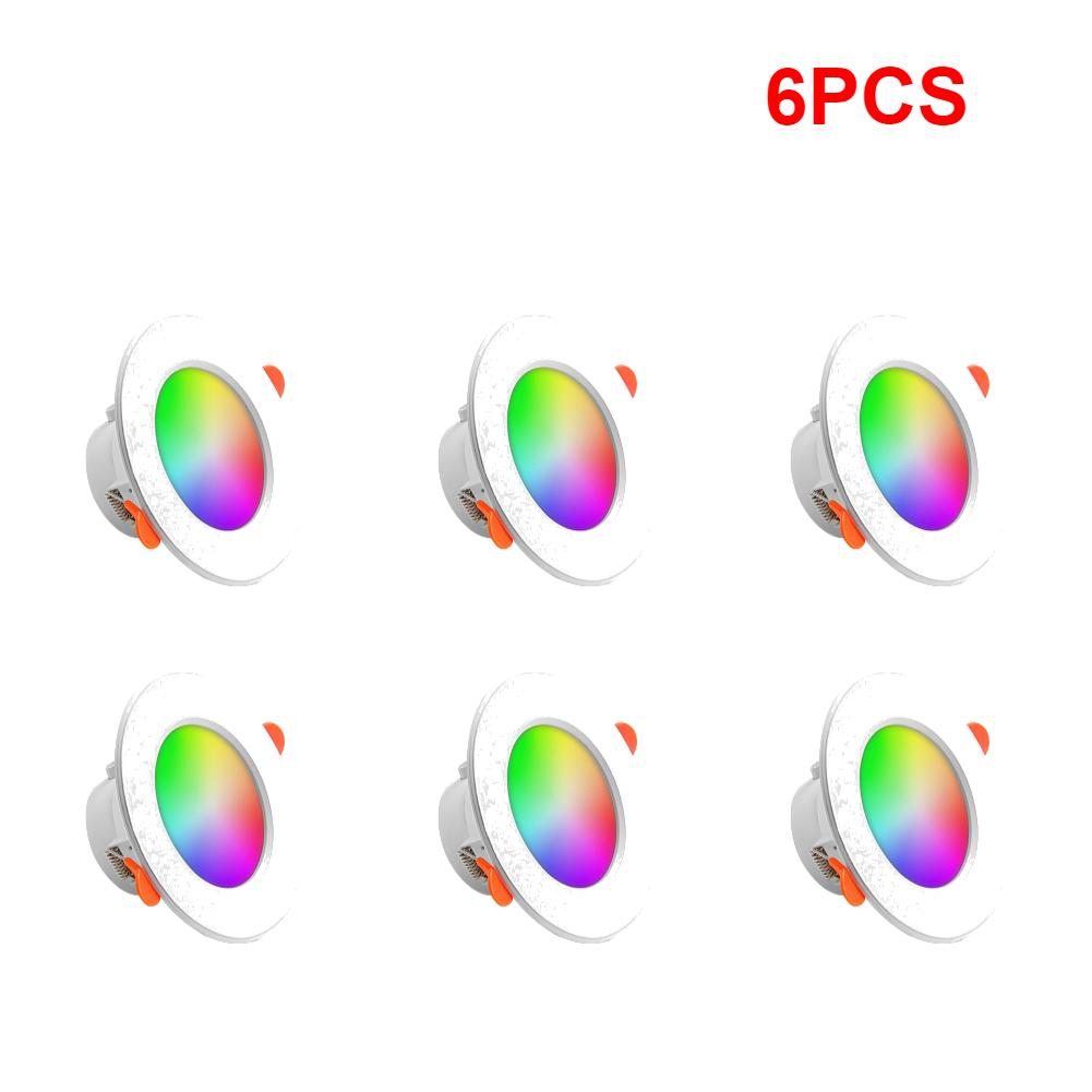 10 Вт RGB Умный точечный светильник, совместимый с Bluetooth, Встраиваемый потолочный светильник, Диммируемый, Круглая панель, 2700K-6500K для домашнего освещения