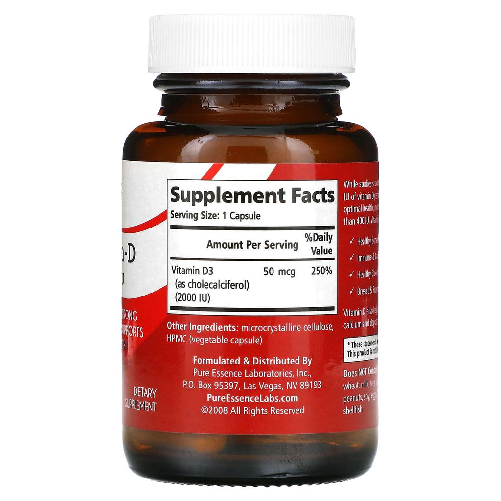 Витамин D, 2000 МЕ, 30 вегетарианских капсул