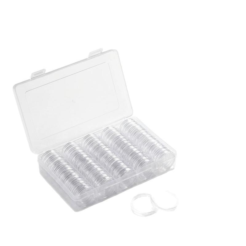 100Pcs Clear Commemorative Coin Holder Durable Fits 27/30mm Coins for Collection Storage Portable Travel Carry