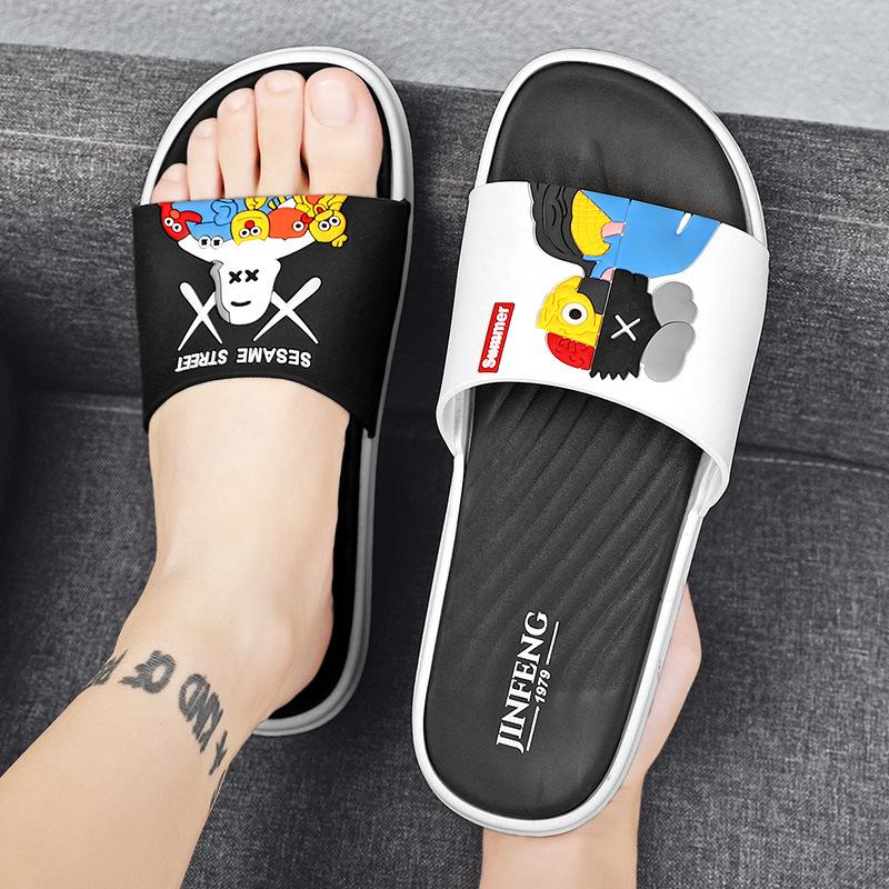 Летние мужские спортивные сандалии модный тренд Улица Сезам мандаринка утка одно слово перетаскивание домашняя и уличная одежда повседневные нескользящие тапочки