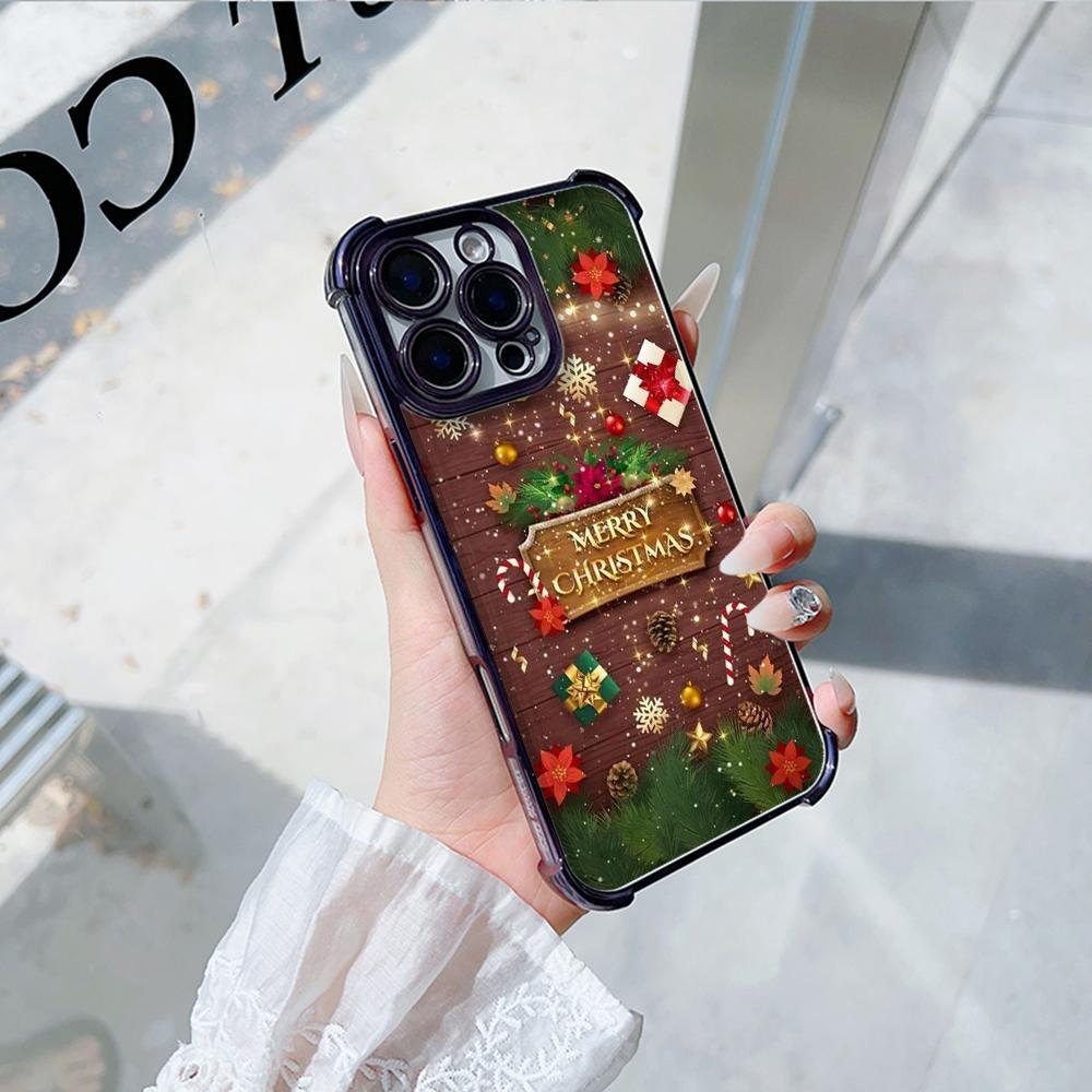 Чехлы для телефонов Ae111 Merry Christmas design с гальваническим покрытием из ТПУ для Xiaomi 11 Lite 5G Redmi Note 13 11 Pro 12C 9S 14C Huawei с защитой на четыре угла