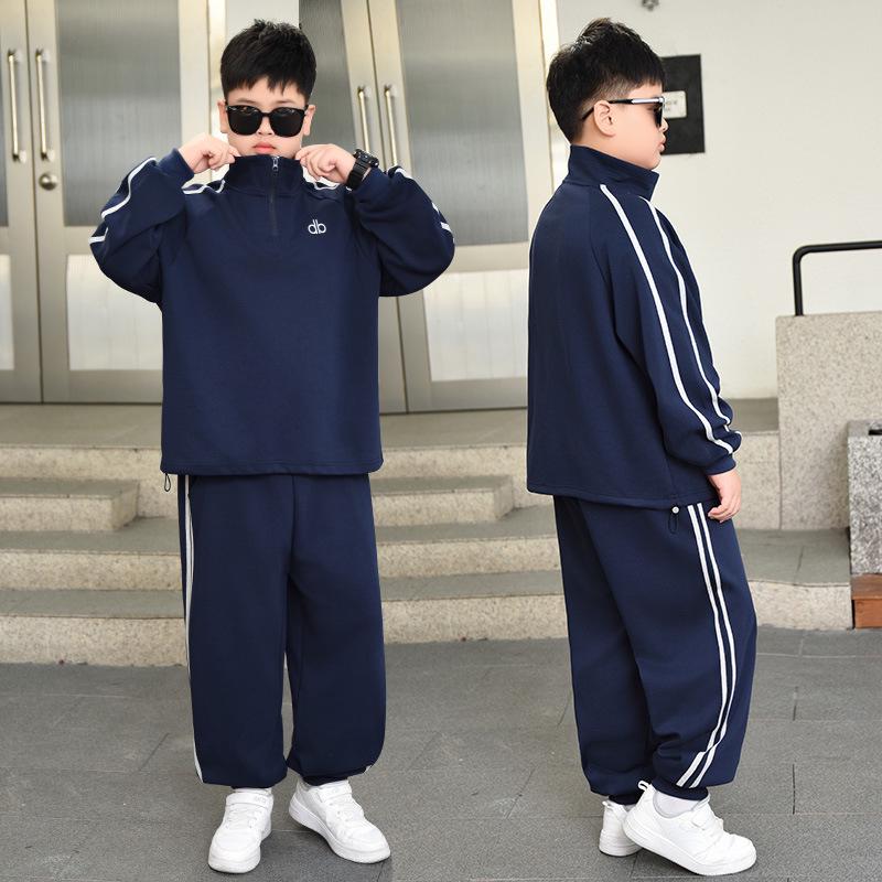 Стильный осенний комплект с худи для мальчиков большого размера (8-15 лет)