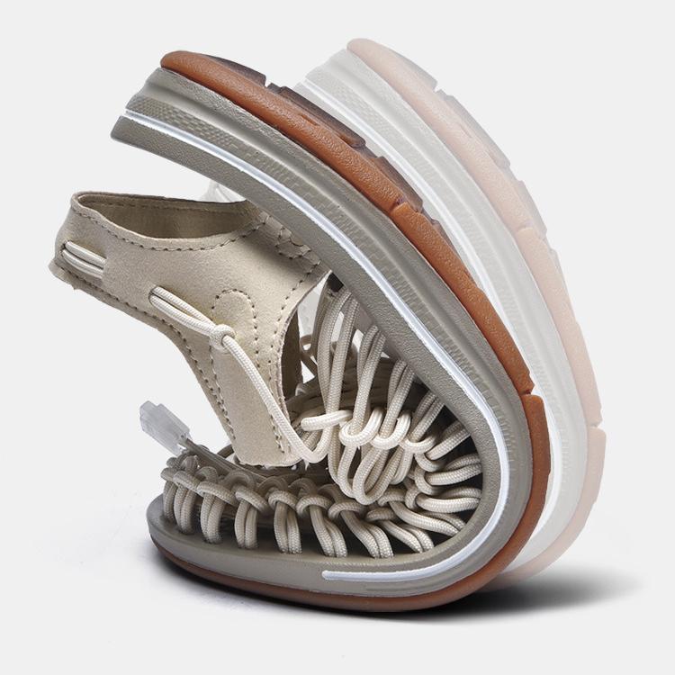 Summer Men's Casual Beach Shoes Knitted Sandals Couple Sandals Roman Sandals Outdoor Hollow-out Large Size Hiking Shoes