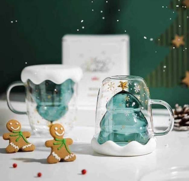 Christmas Tree Double Walled Glass 300 ml