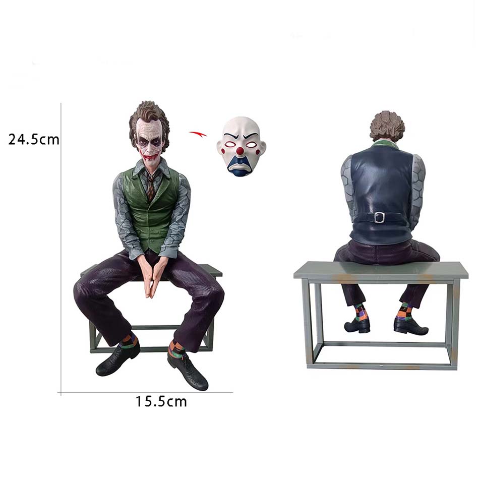 Новые Аниме Фигурки Джокера Хита Леджера Сидящие Зеленый Костюм Держащий Маску Джокера Модель для Украшения Автомобиля Детские Игрушки Рождественские Подарки для Детей